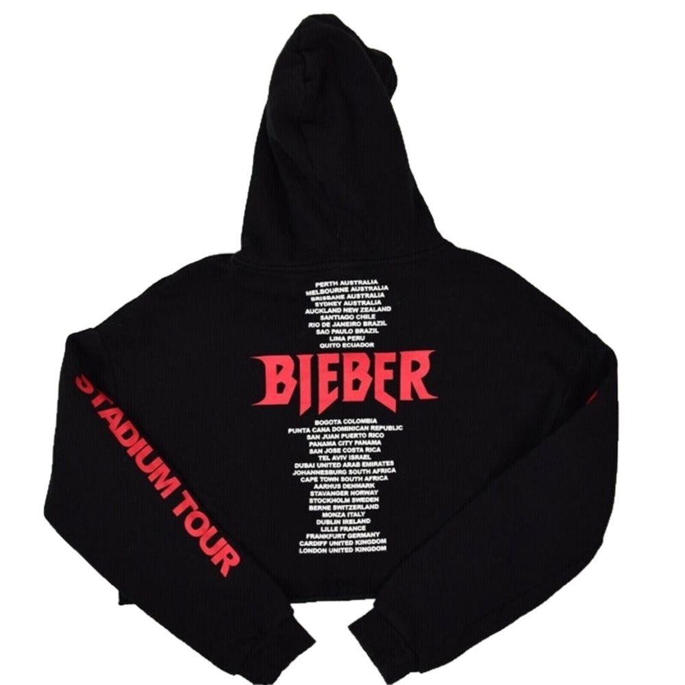 LNWT - DIVIDED Justin Bieber Purpose Stadium Tour Hoodie Cropped Sweatshirt - S
